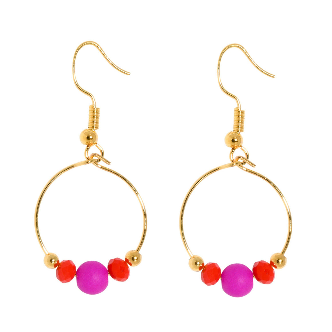 BOPPER EARRINGS - PURPLE/RED - Feather & Twigs