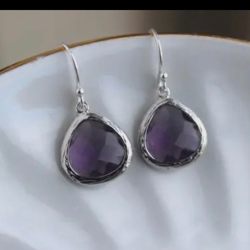 SILVER AMETHYST EARRINGS - Feather & Twigs