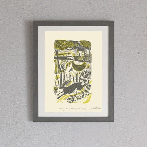 FRAMED OR UNFRAMED 'RUNNING HARE' PRINT BY SAM WILSON – SIGNED, WOODLAND INSPIRED - Feather & Twigs