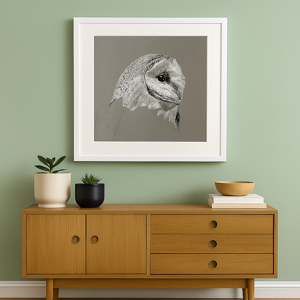 LIMITED EDITION FRAMED OWL PEN AND INK DRAWING BY CHRIS BIRKS - Feather & Twigs
