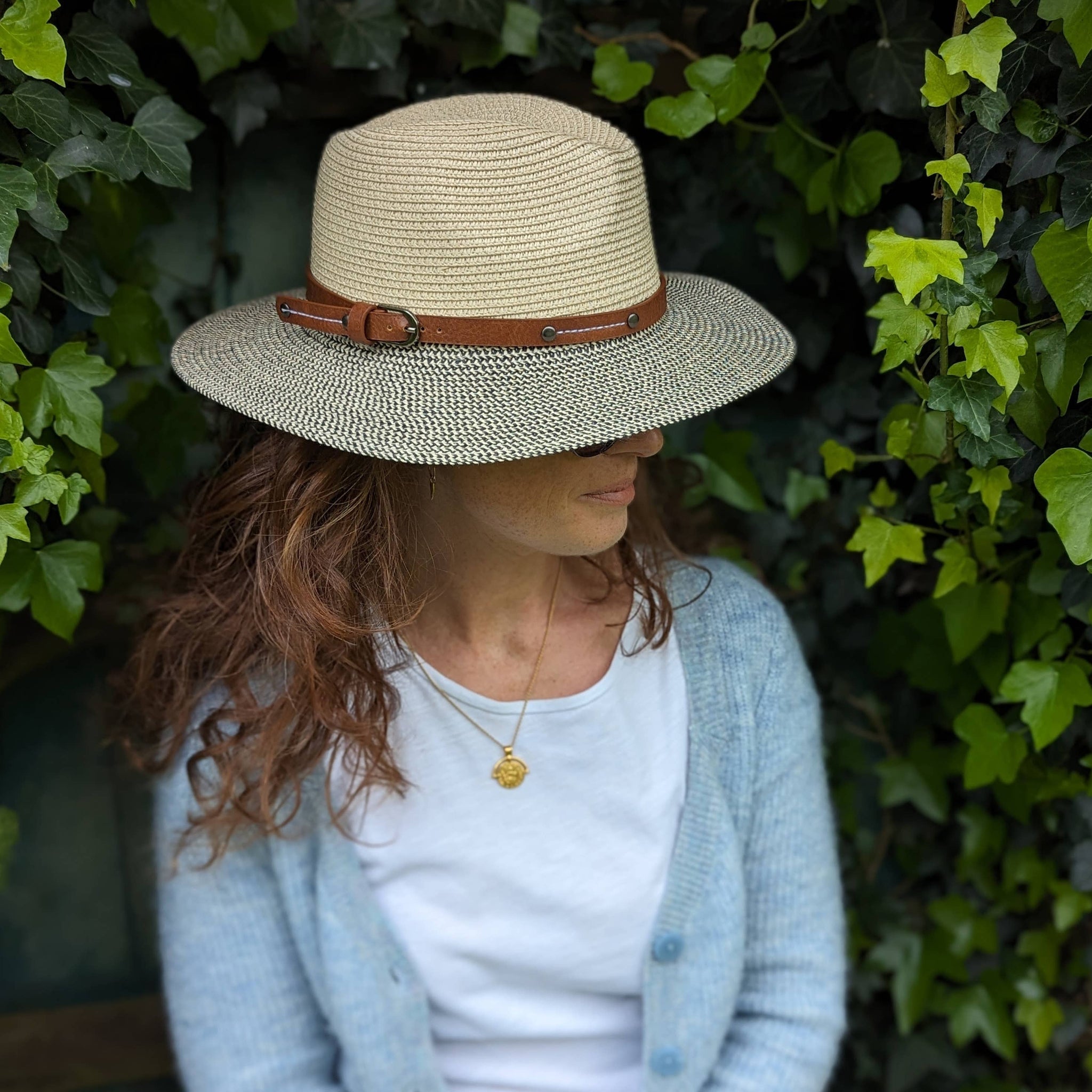 Folding Panama Style Travel Sun Hat - Mottled (59cm) - Feather & Twigs