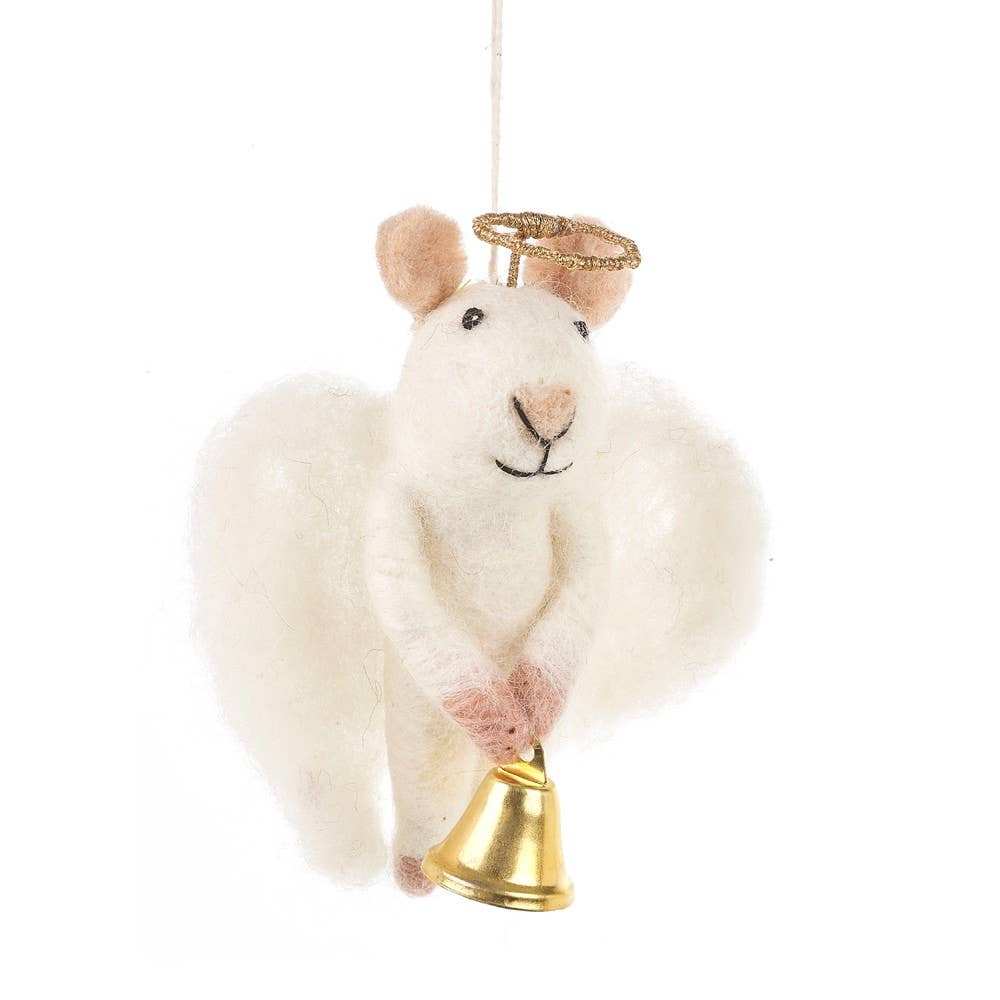 HANDMADE FELT ANGELICA MOUSE CHRISTMAS TREE DECORATION - Feather & Twigs