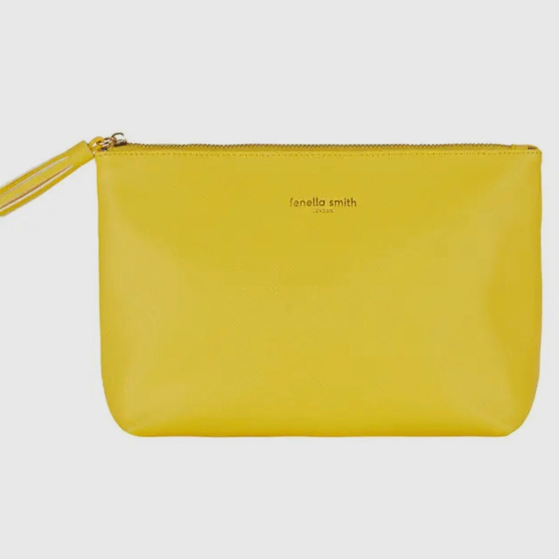VEGAN LEATHER WASHBAG YELLOW - BY FENELLA SMITH - Feather & Twigs