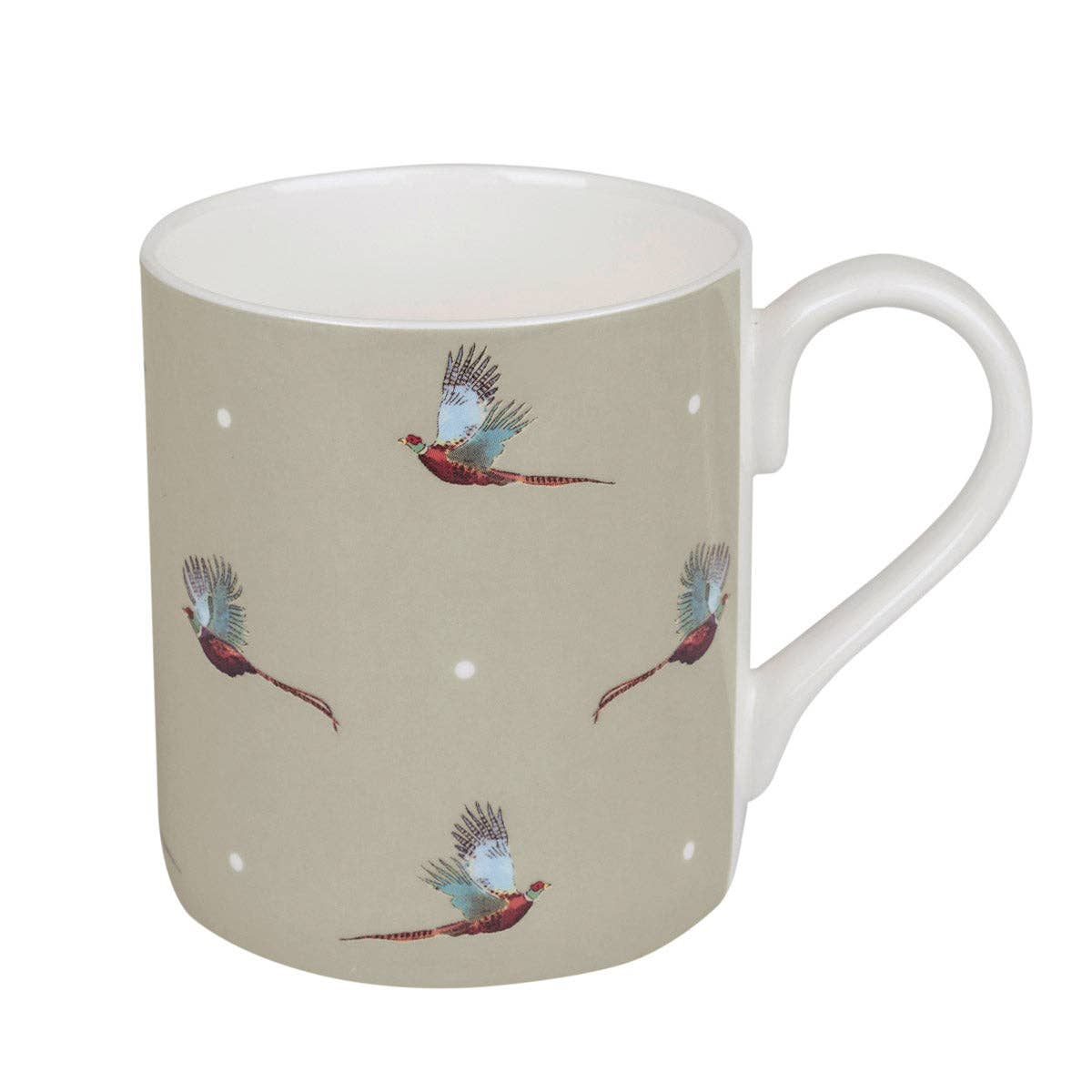 Mug with pheasant design on a beige background