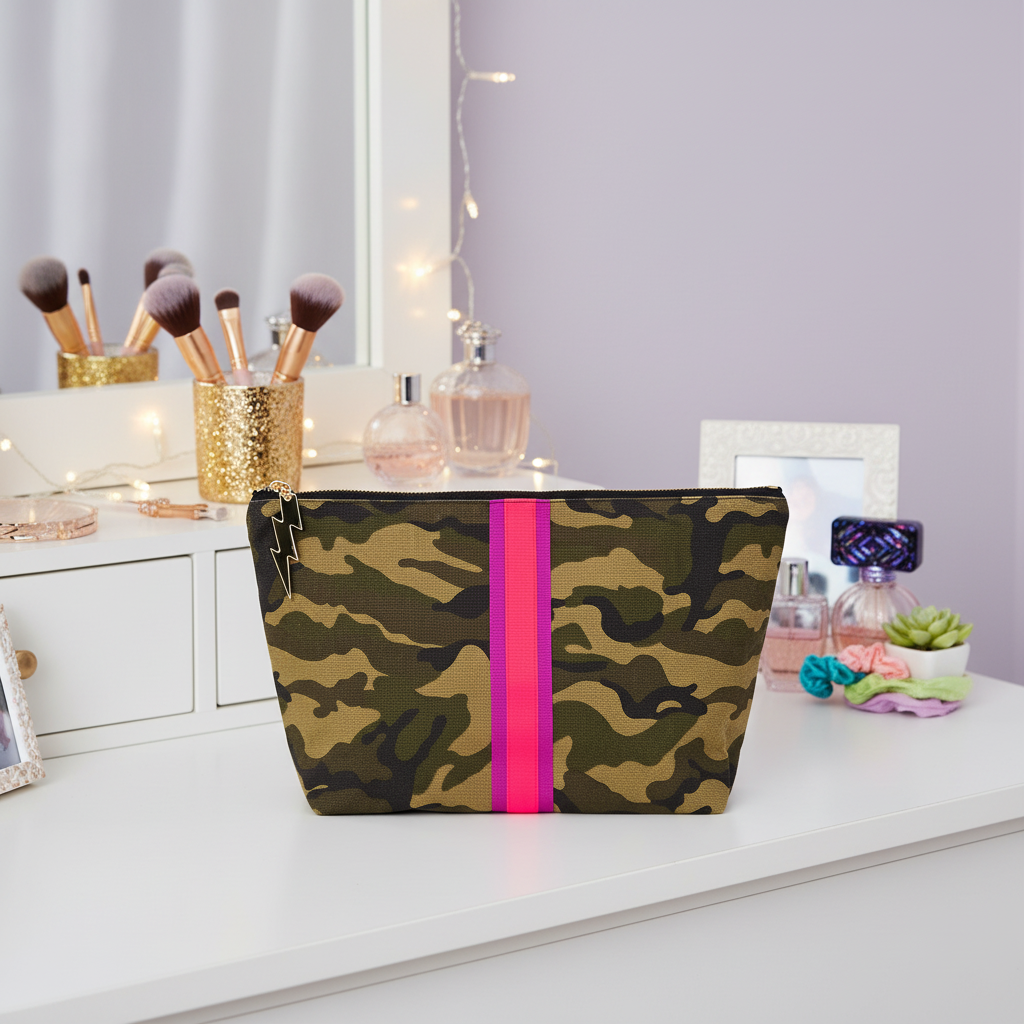 Cockatoo bold camouflage clutch with attitude, featuring a sleek design and stylish camo pattern for a trendy accessory.