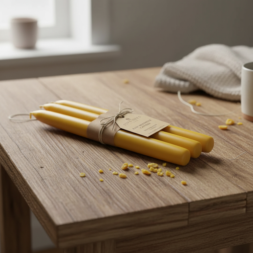 NATURAL BEESWAX TAPER CANDLES (SET OF 3)