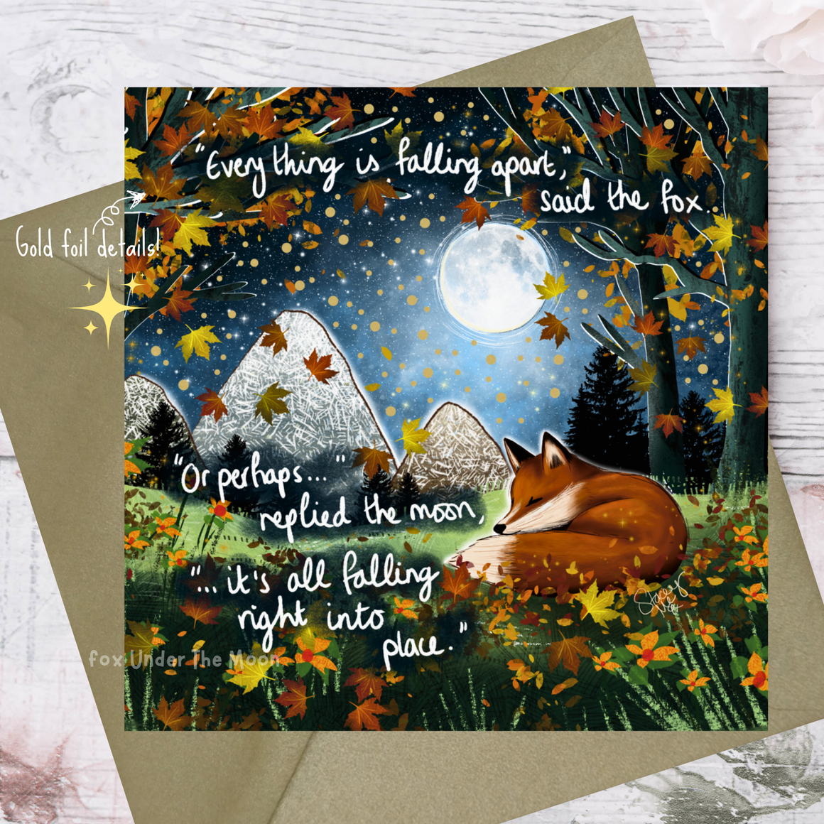 'FALLING APART' - GREETING CARD FROM FOX UNDER THE MOON - Feather & Twigs