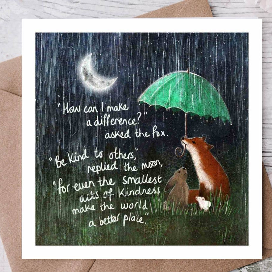 KINDNESS THANK YOU CARD FOX UNDER THE MOON DESIGN - Feather & Twigs