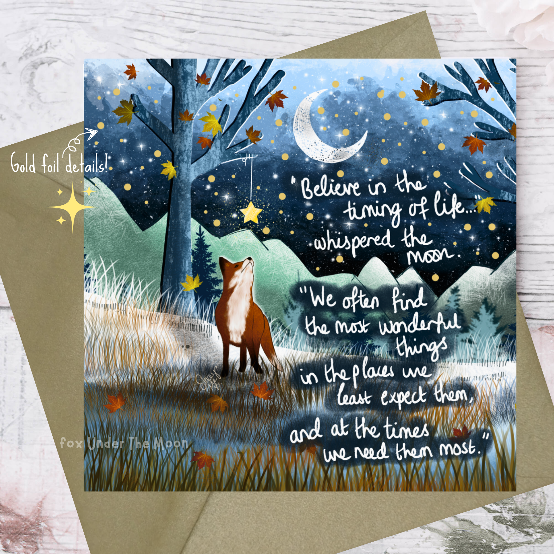 'TIMING’ GREETING CARD FROM FOX UNDER THE MOON - Feather & Twigs