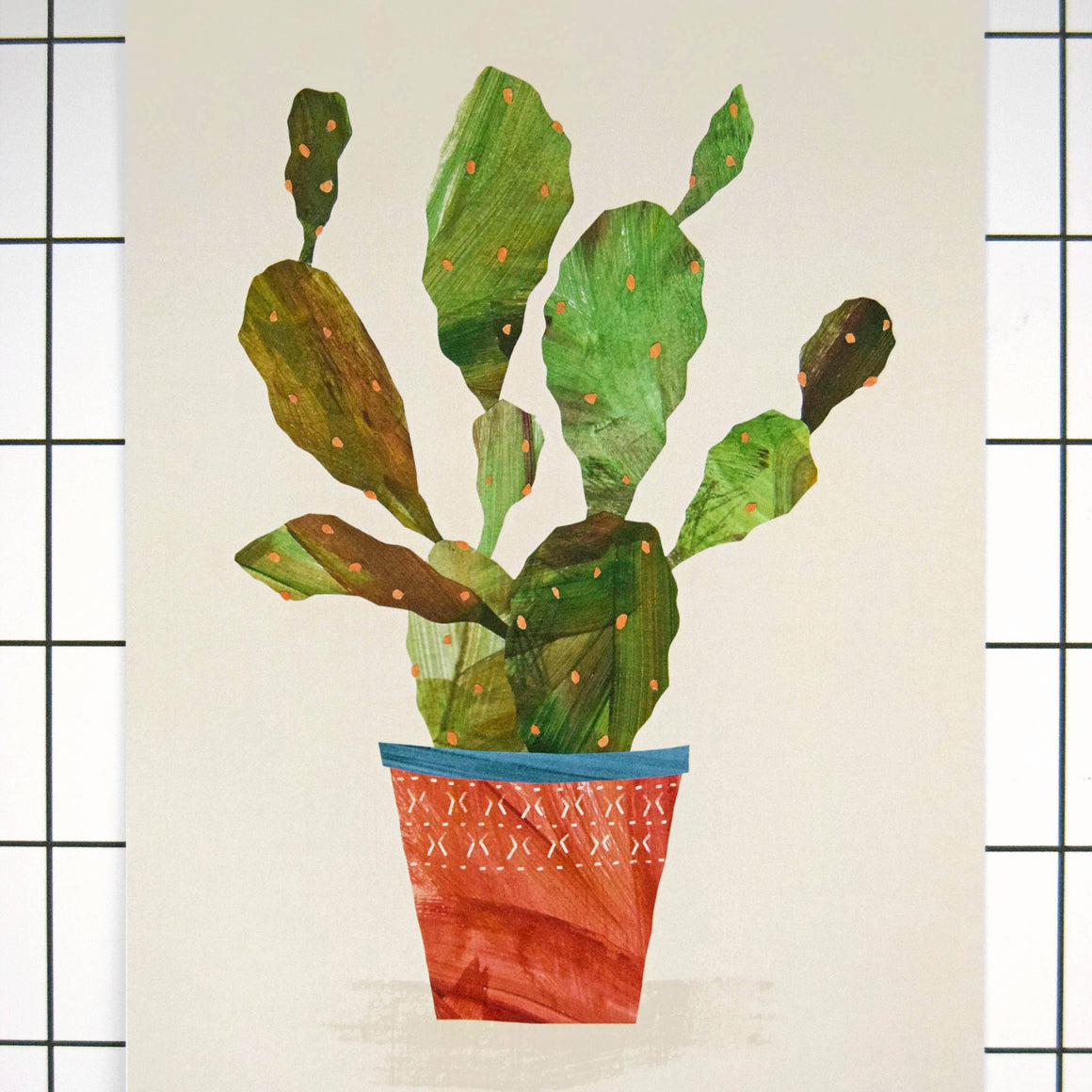 PRICKLY PEAR CACTUS PRINT - WHITE WOOD FRAME - Feather & Twigs