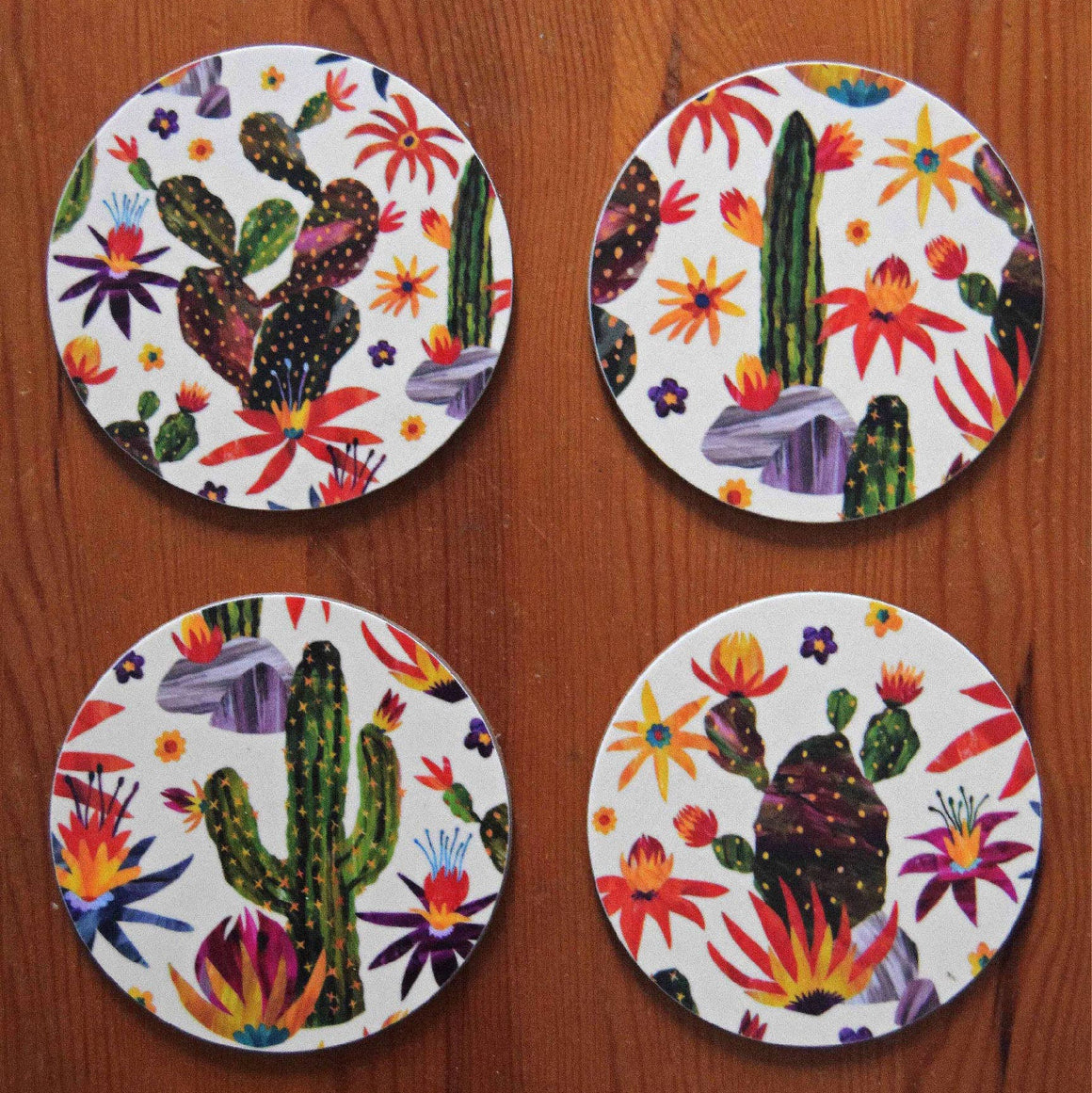 ROUND CACTUS COASTERS BY FREYA SNOW- SOLD AS SET OF 4 - Feather & Twigs