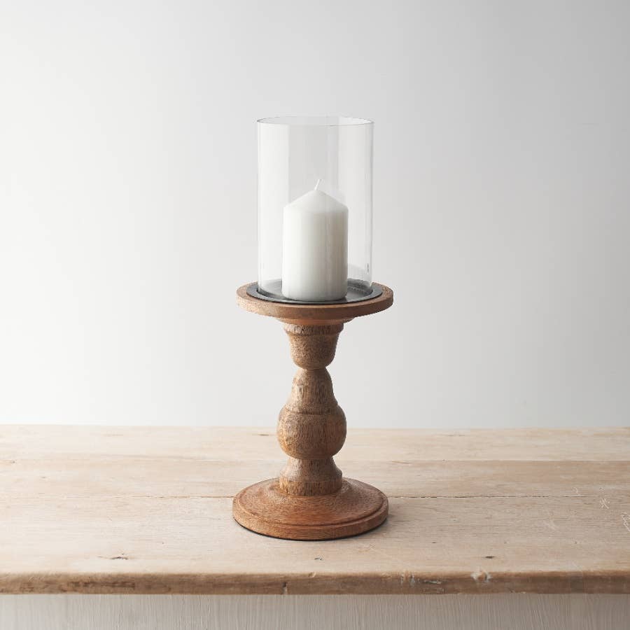 GLASS PILLAR CANDLE HOLDER, 35cm - Feather & Twigs