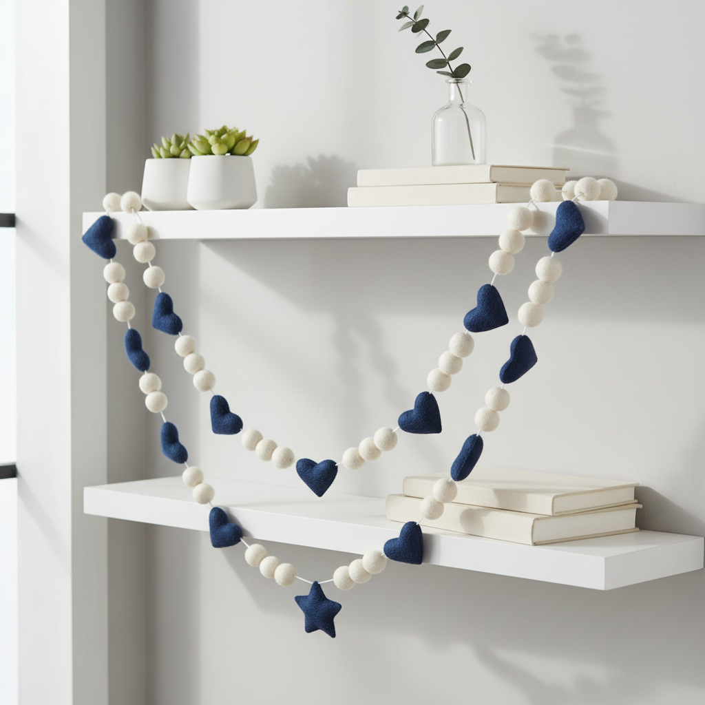 FELT HEART AND STAR GARLAND
