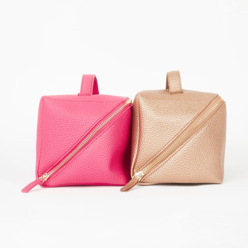 ASYMETICAL ZIPPED COSMETIC CASE - VARIOUS COLOURS - Feather & Twigs