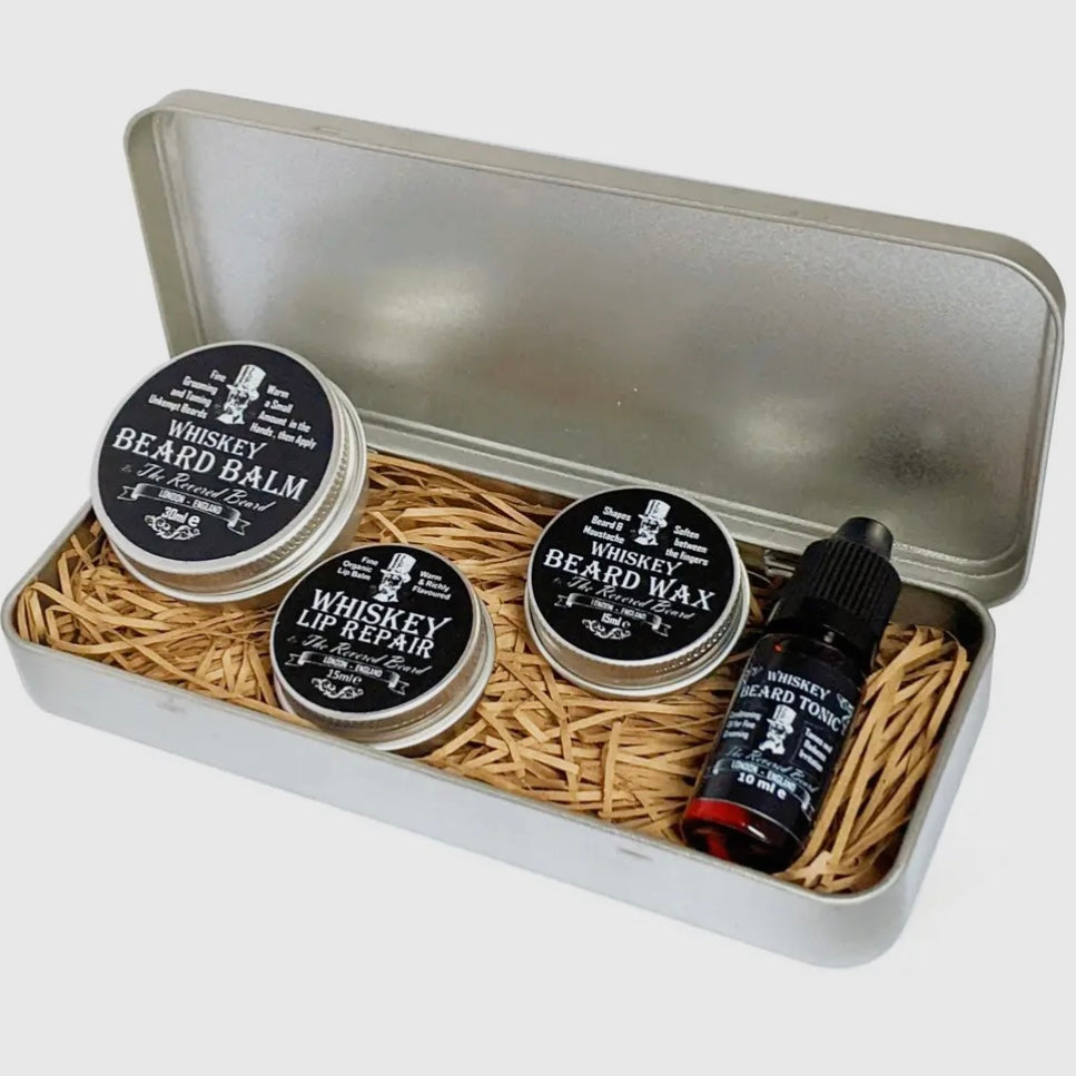 WHISKEY BEARD GIFT SET IN TIN - Feather & Twigs