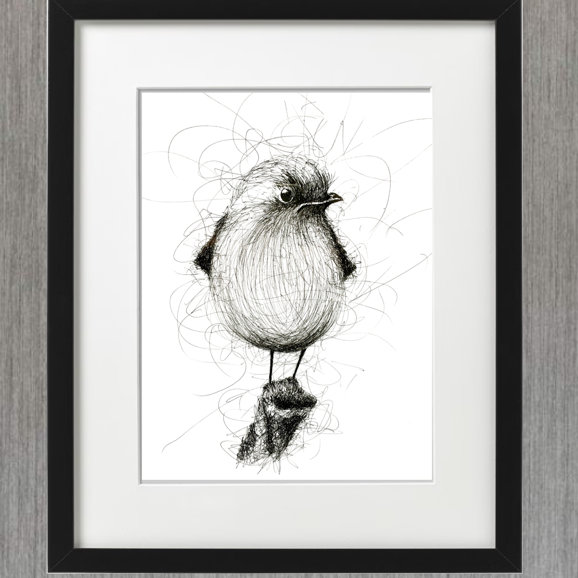 ROBIN PEN & INK - LIMITED EDITION PRINT BY IAN GRIME - Feather & Twigs