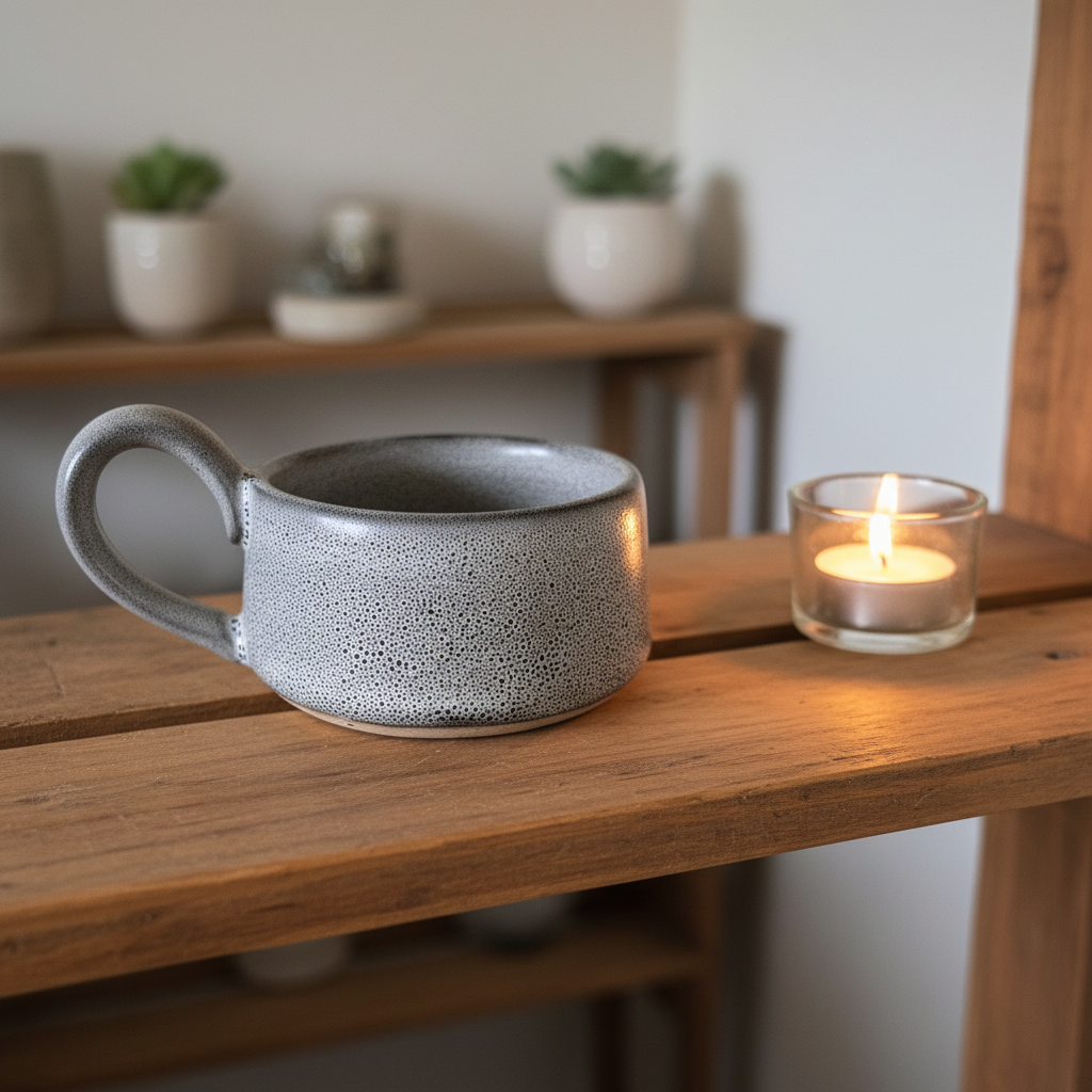 STONEWARE TEA LIGHT CUP - TAWNY