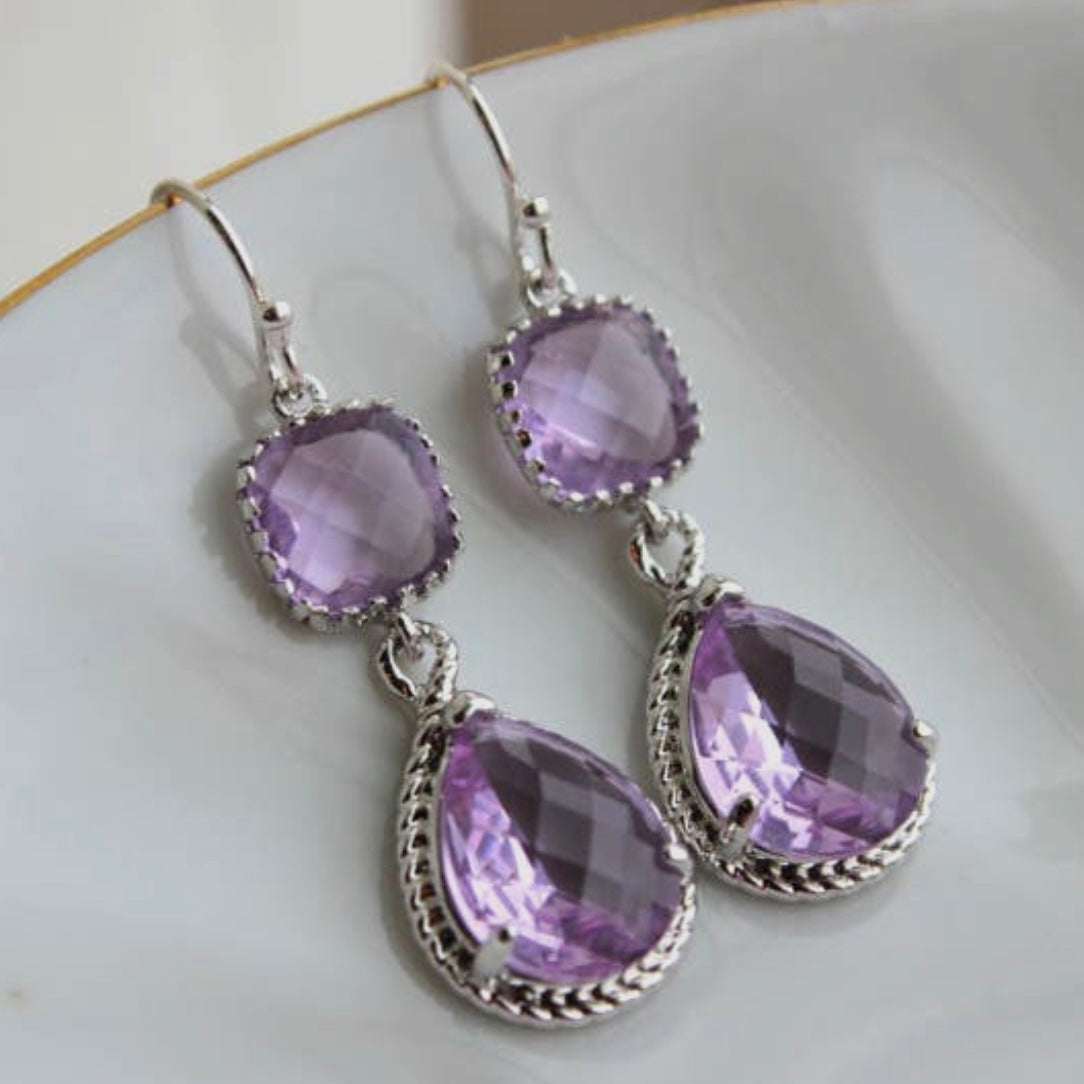 LAVENDER EARRINGS - SILVER