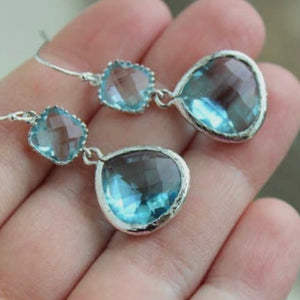 AQUAMARINE EARRINGS - SILVER