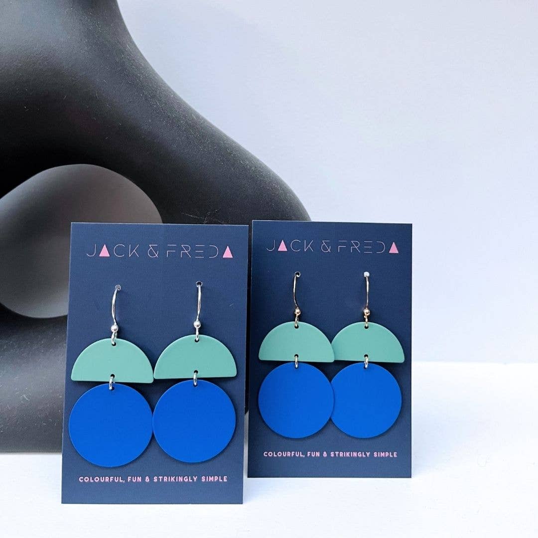 ORLA EARRINGS - ELECTRIC BLUE AND MINT - Feather & Twigs