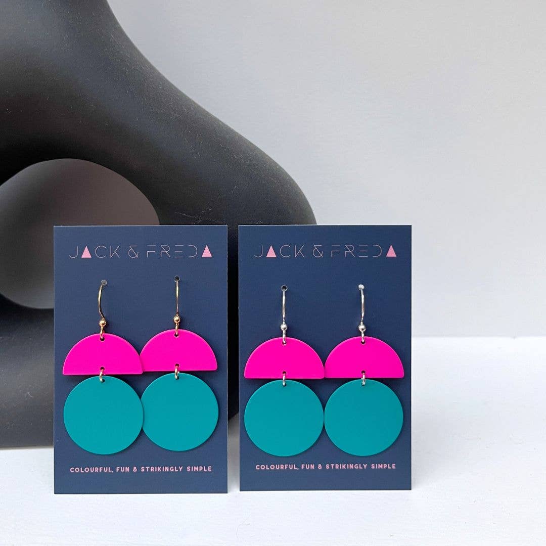 ORLA EARRINGS - HOT PINK AND TURQUOISE - Feather & Twigs
