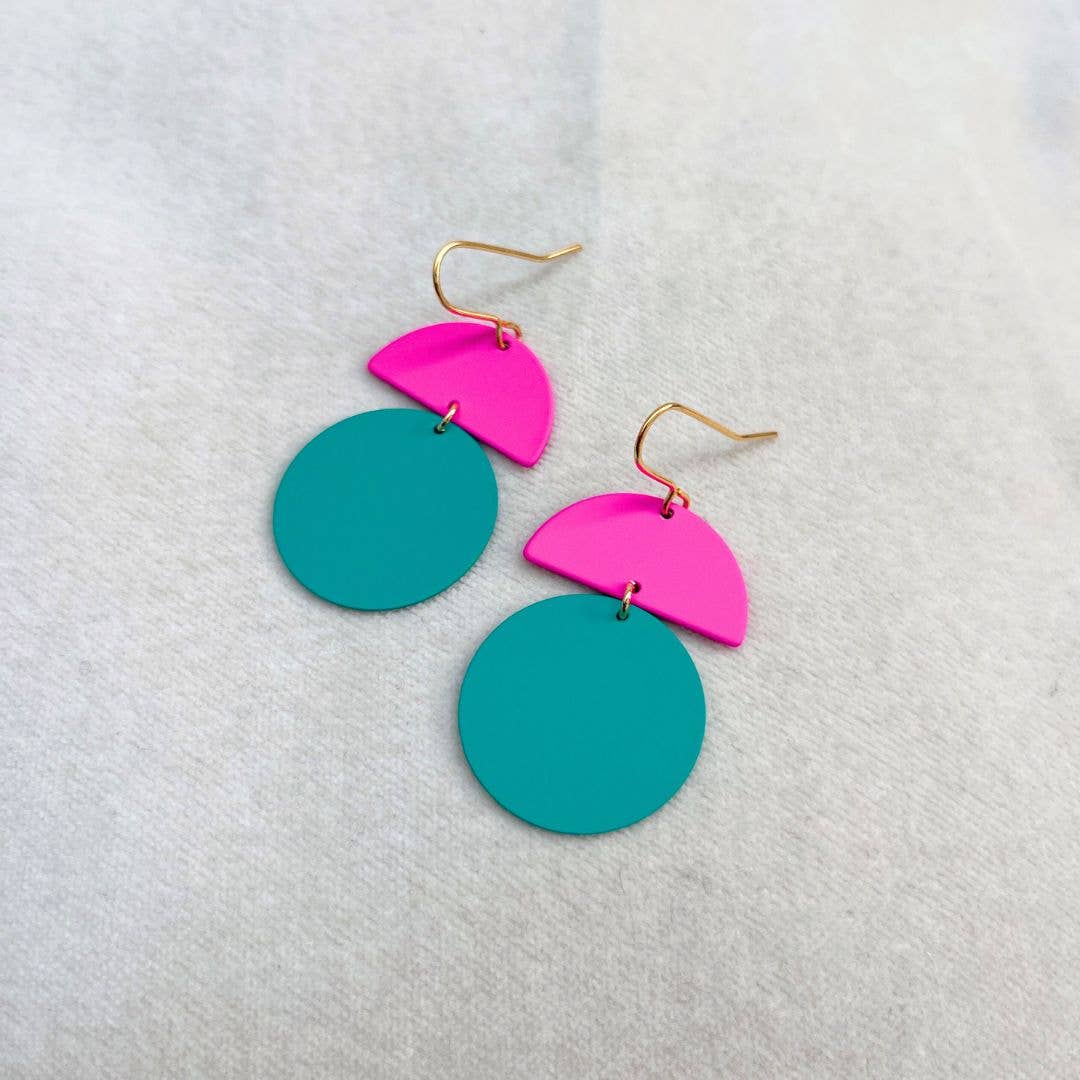 ORLA EARRINGS - HOT PINK AND TURQUOISE - Feather & Twigs