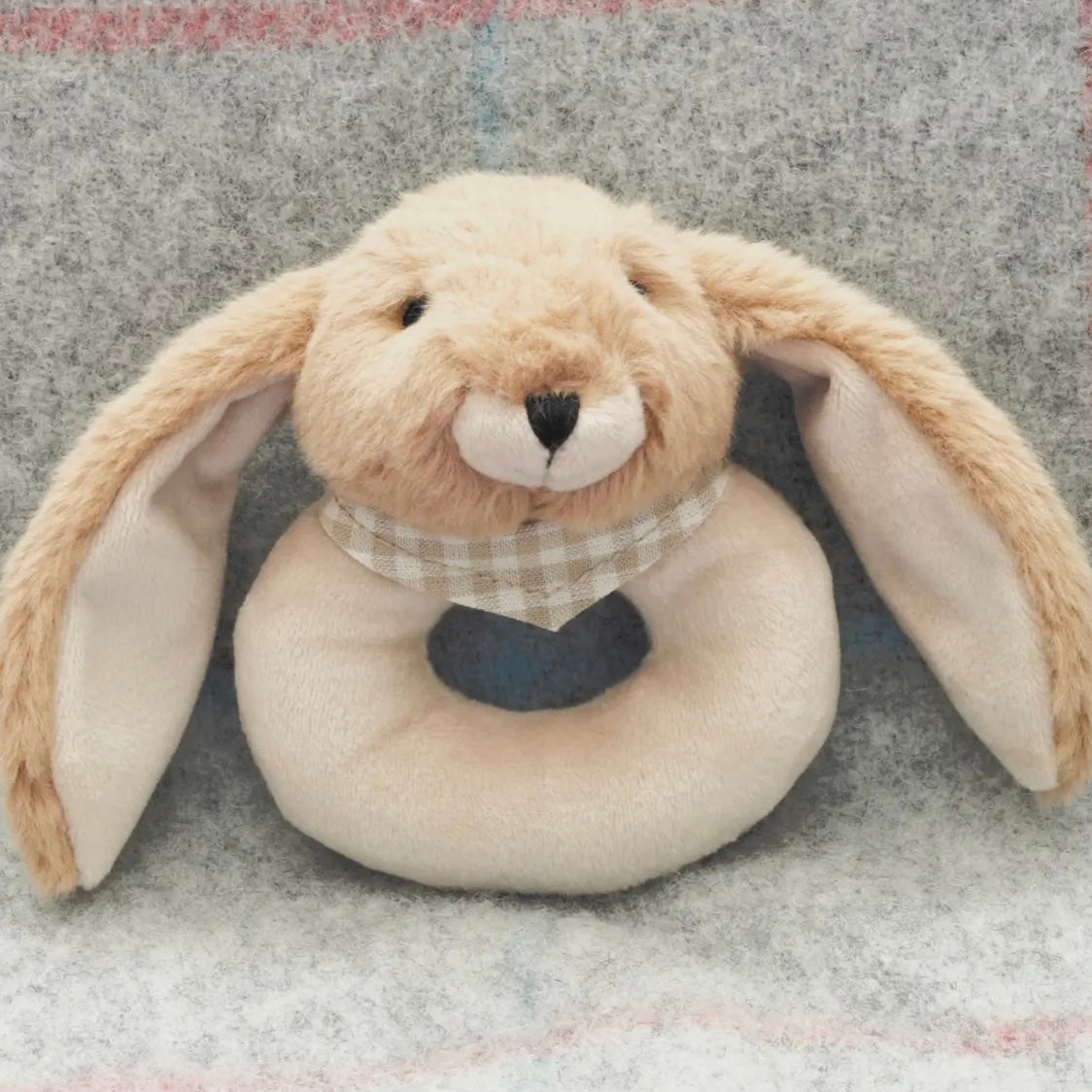 BUNNY BABY RATTLE- BABY SAFE PLUSH - Feather & Twigs