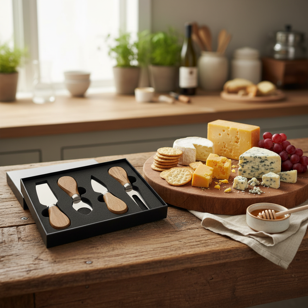 BLACK BOX SET OF 4 OAK CHEESE UTENSILS – HOSTESS GIFT