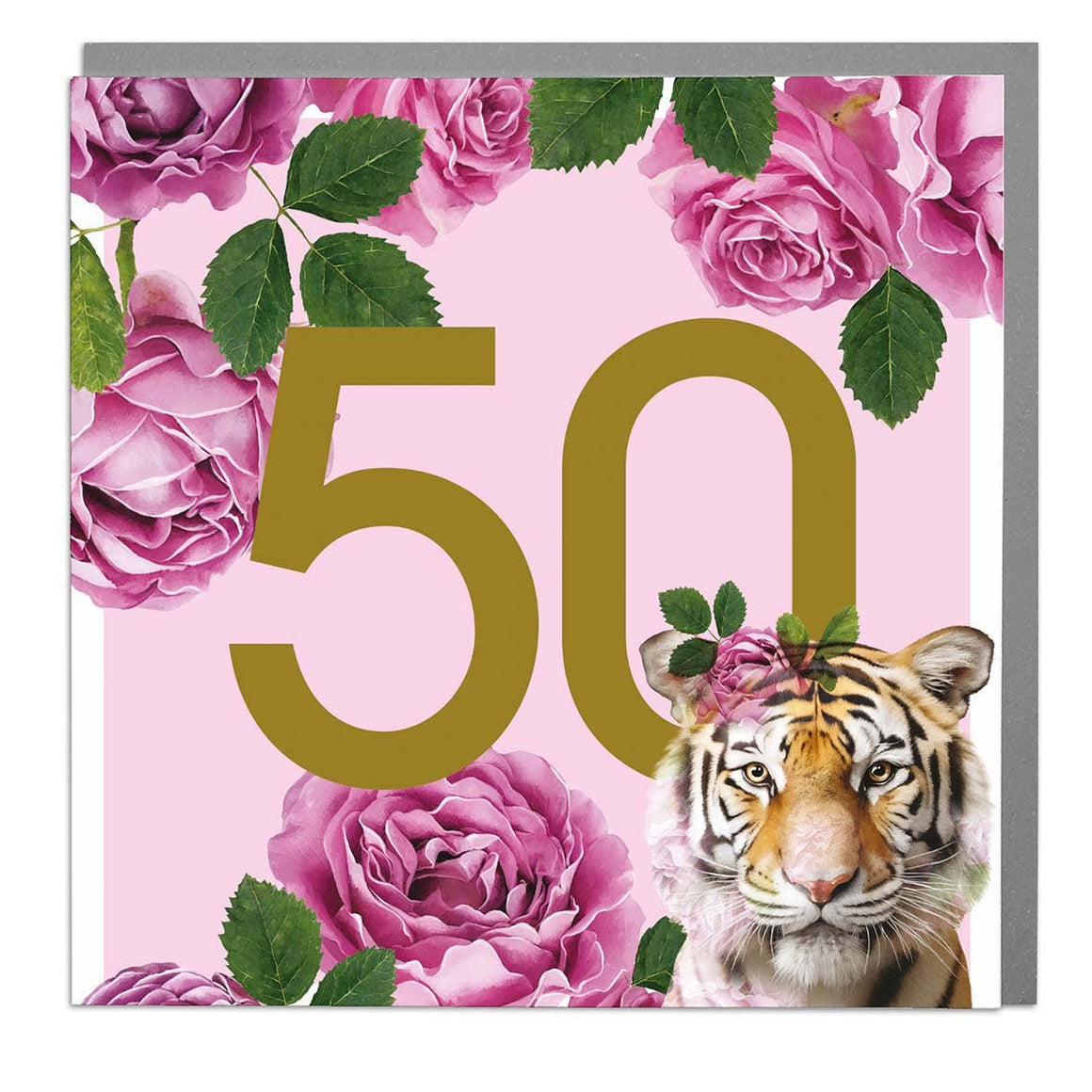 AGE 50 - TIGER GREETING CARD - Feather & Twigs