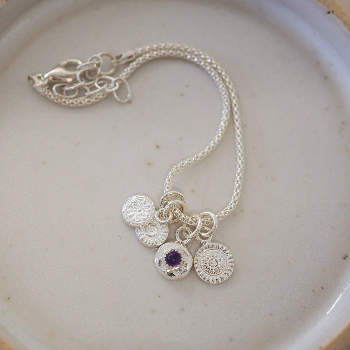 STERLING SILVER TALISMAN GEMSTONE CLUSTER BRACELET BY LUCY KEMP - Feather & Twigs