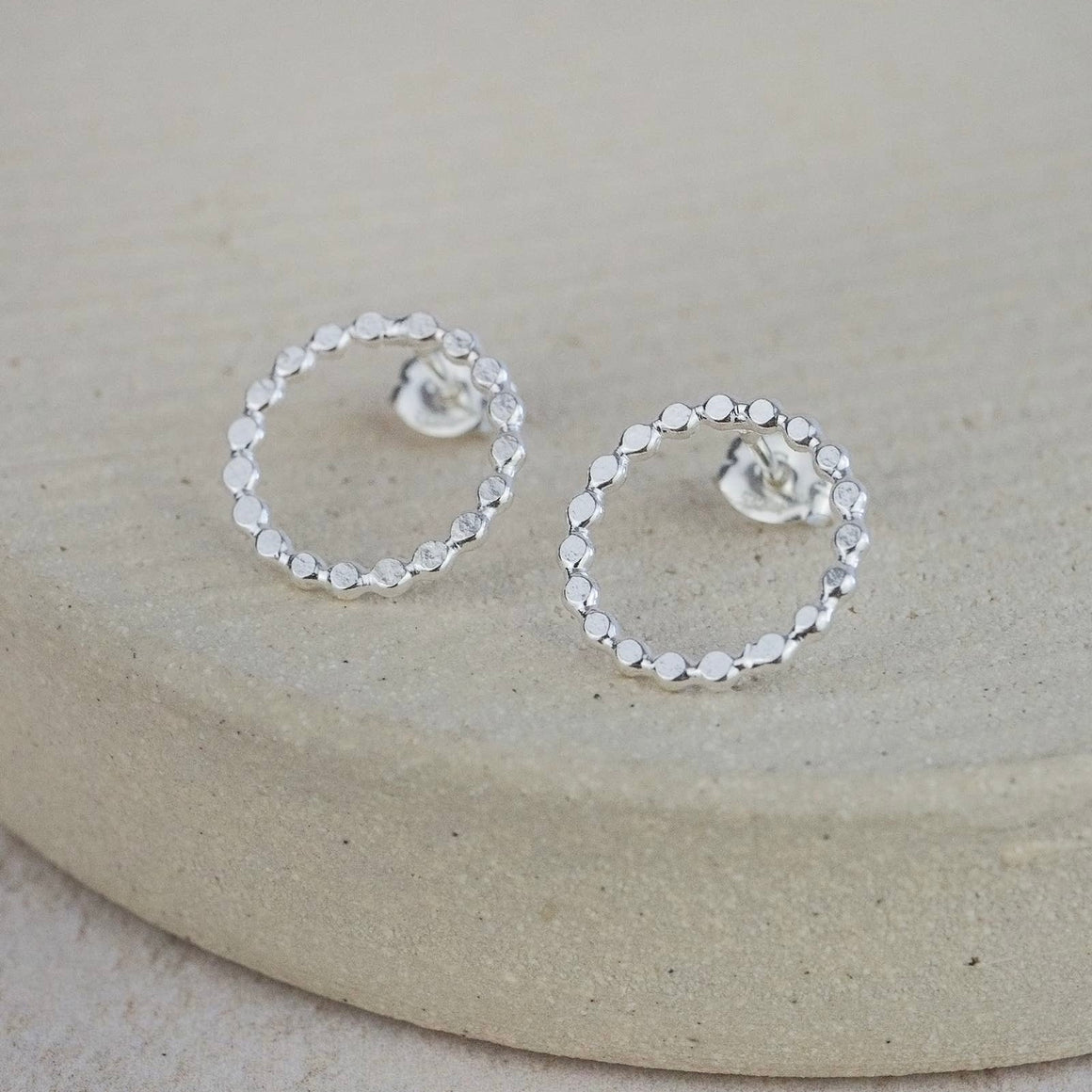 STERLING SILVER DOTTY CIRCLE HOOPS BY LUCY KEMP - Feather & Twigs