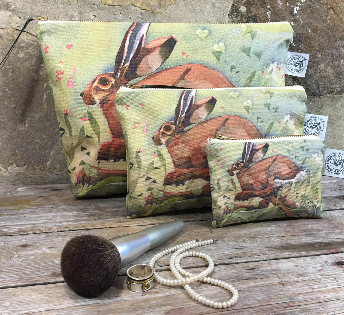 HARE NATURAL COTTON WATERPROOF LINED BAG - 2 SIZES - Feather & Twigs