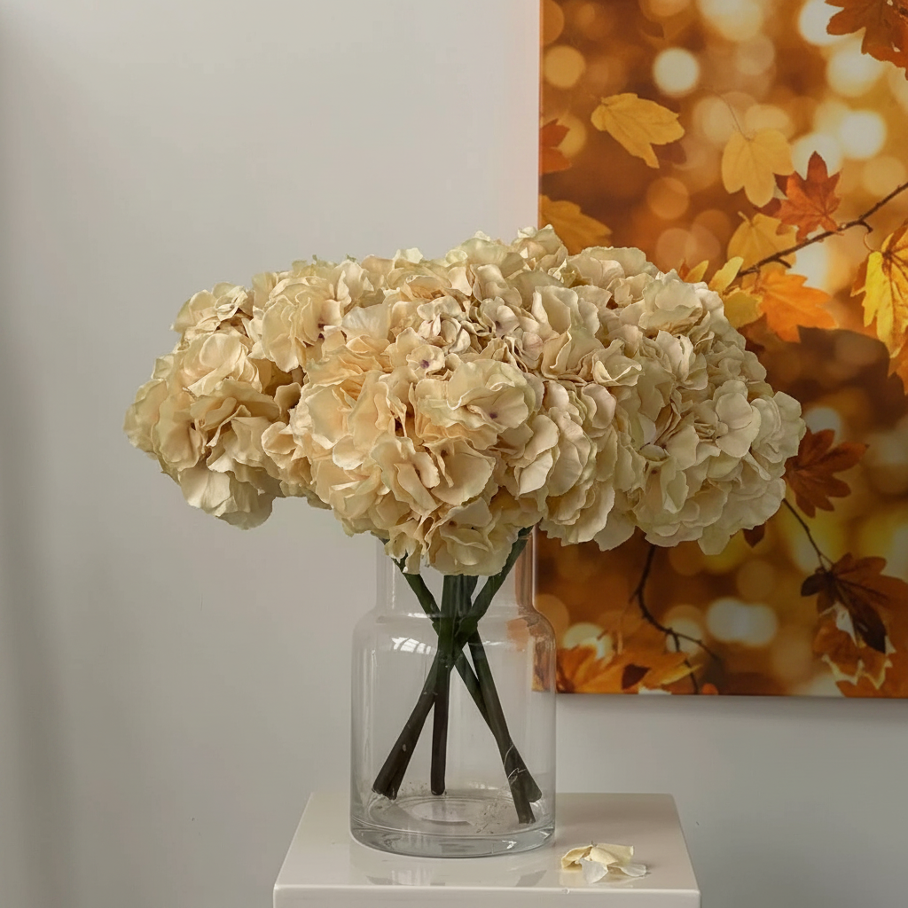 ARTIFICIAL HYDRANGEA EXTRA LARGE HEAD - CARAMEL