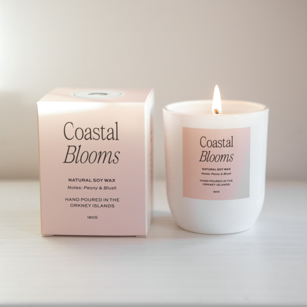 COASTAL BLOOMS PEONY LUXURY SIY CANDLE - SCOTTISH MADE - Feather & Twigs