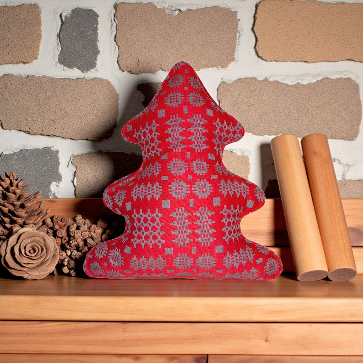 RED WELSH TAPESTRY DESIGN CHRISTMAS TREE CUSHIONS - Feather & Twigs