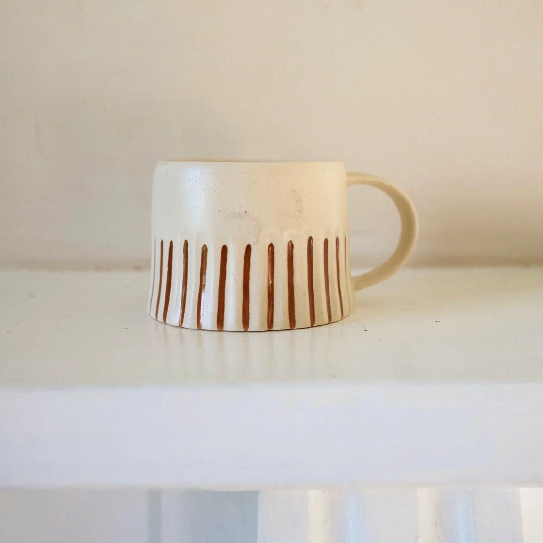 STONEWARE STRIPED MUGS - GINGER - Feather & Twigs