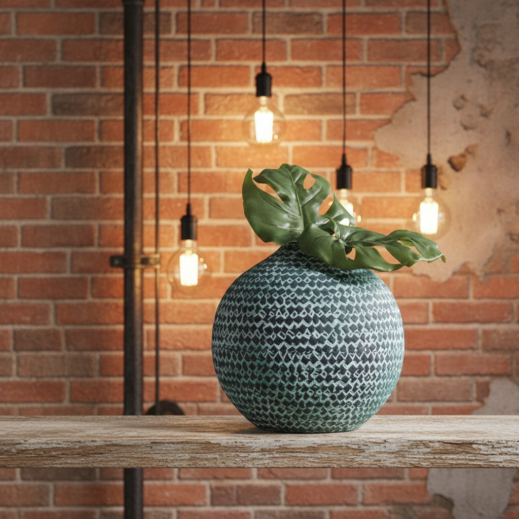 Large Napa via Faire Navaeh round vase with a smooth, glossy finish, perfect for floral arrangements or decorative displays.