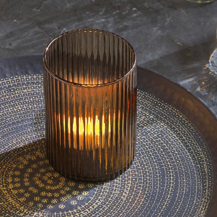 MALANA RECYCLED GLASS CANDLE HOLDER - SMOKE - Feather & Twigs