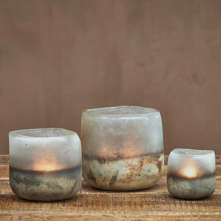 NGOLO AGED SMOKE TEA LIGHT HOLDER BY NKUKU - MEDIUM - Feather & Twigs