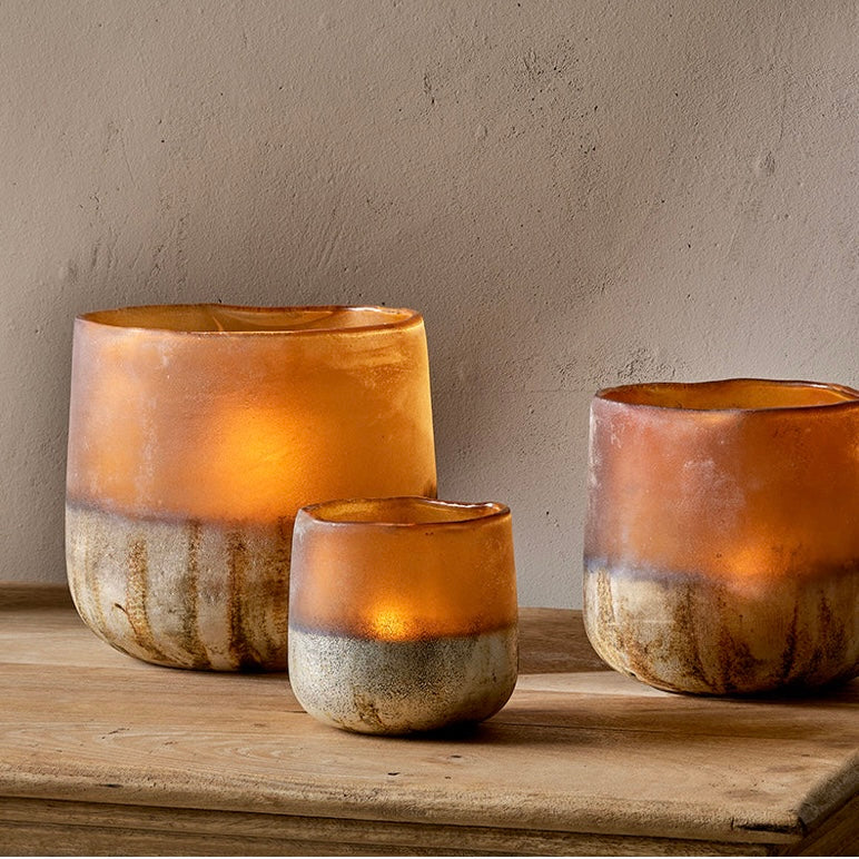 NGOLO AMBER TEA LIGHT HOLDER BY NKUKU - 2 SIZES - Feather & Twigs