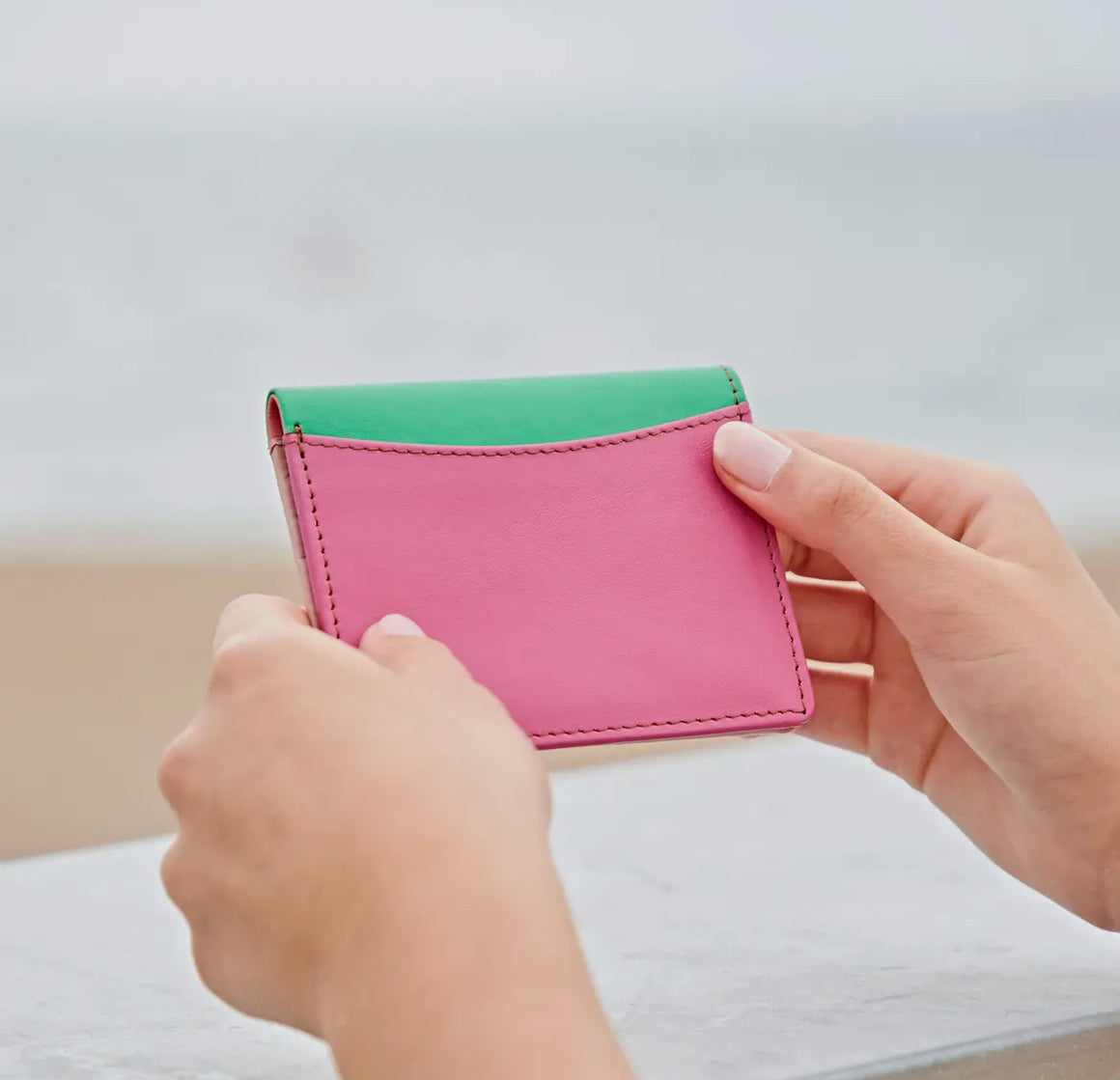 MULTI-COLOURED RECYCLED LEATHER CARD HOLDER - Feather & Twigs
