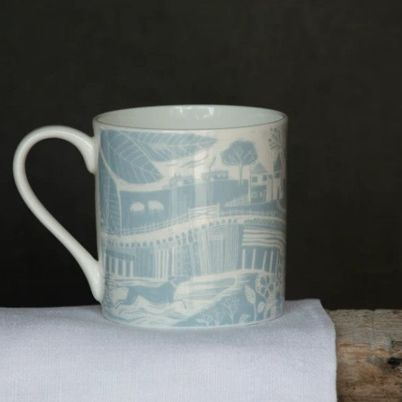 THROUGH THE FIELDS MUG IN DUCK EGG BLUE BY SAM WILSON - Feather & Twigs