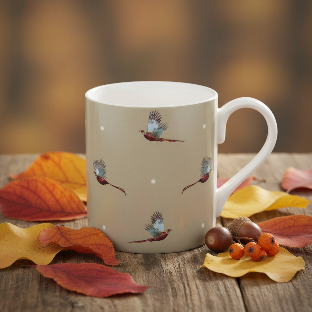 FLYING PHEASANT CHINA MUG – COUNTRY GIFT FOR TEA & COFFEE LOVERS