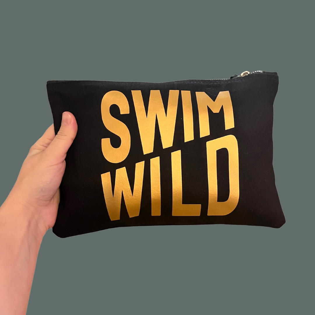 BLACK SWIM WILD ZIP BAG - Feather & Twigs