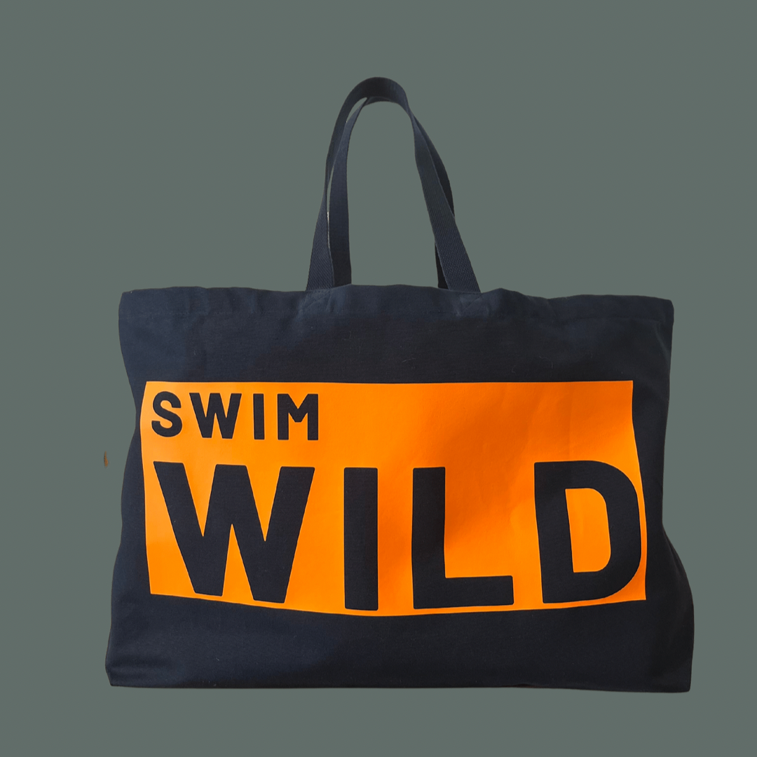JUMBO SWIM WILD BAG - NAVY/NEON ORANGE - Feather & Twigs