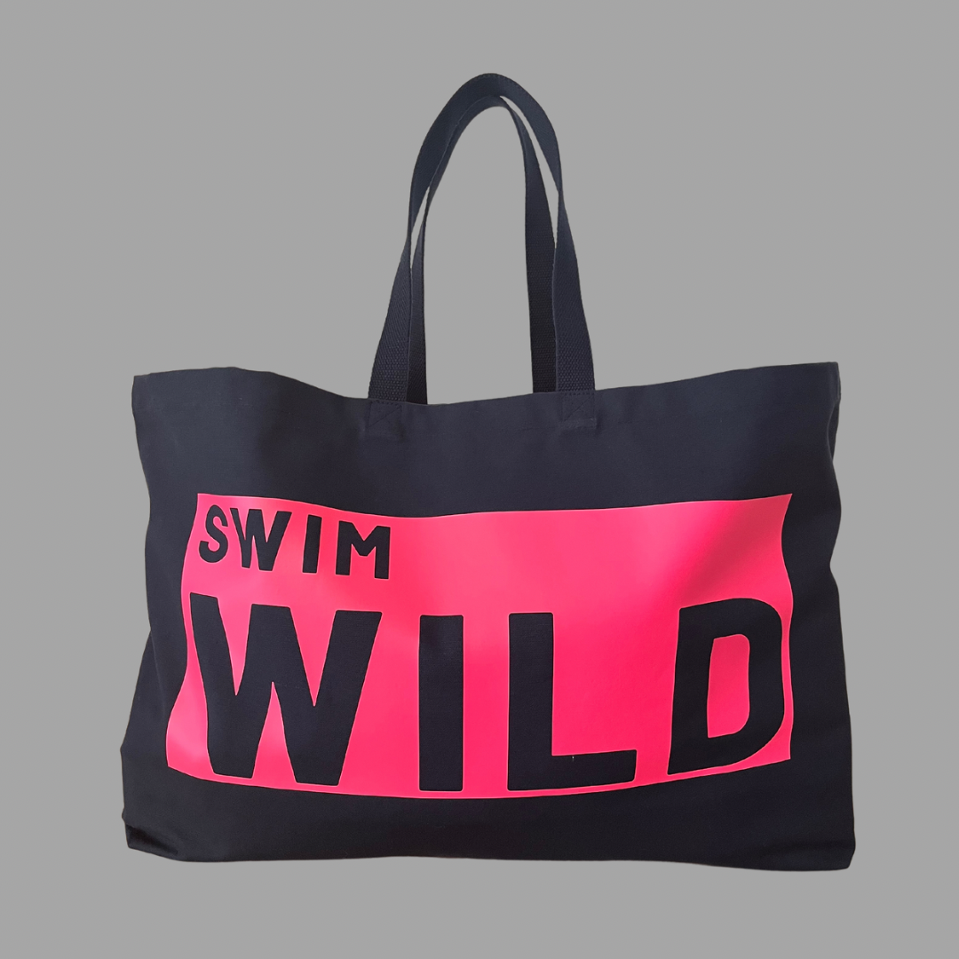 JUMBO SWIM WILD BAG NAVY/NEON PINK - Feather & Twigs