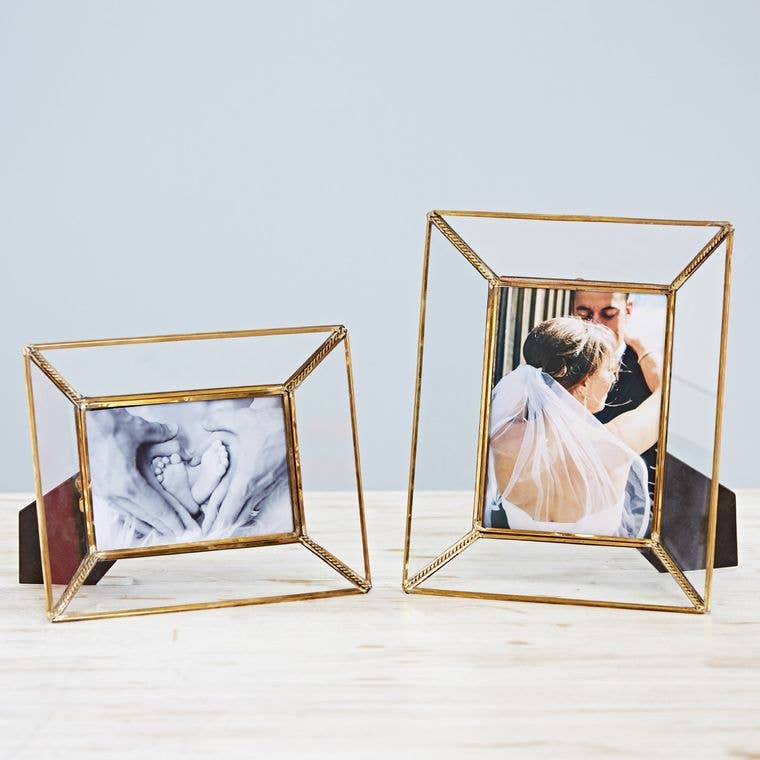 HANDMADE RECYCLED GLASS AND METAL PHOTO FRAME AND STAND - Feather & Twigs