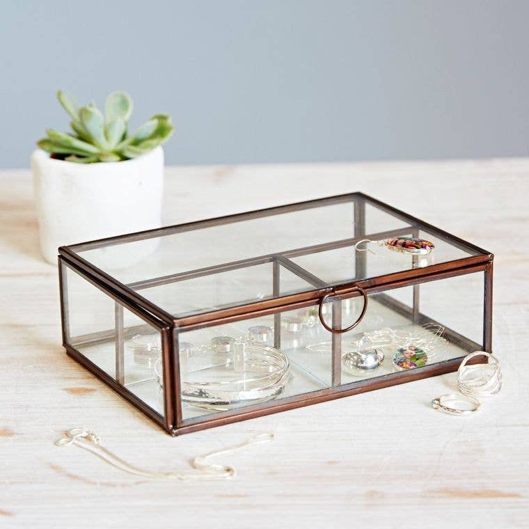 HANDMADE GLASS COMPARTMENT JEWELLERY BOX - Feather & Twigs