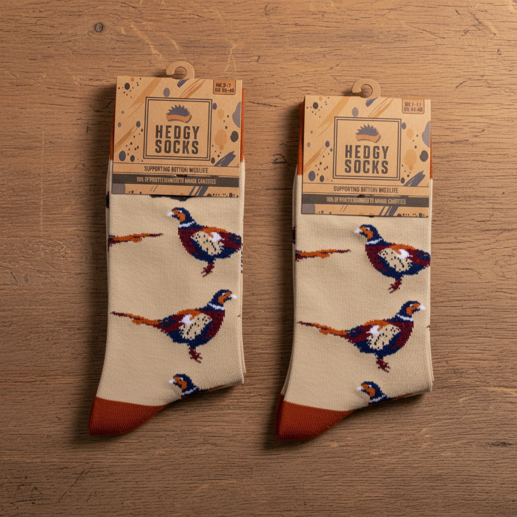 BAMBOO PHEASANT BIRD NOVELTY SOCKS LIGHT BROWN ECO FRIENDLY