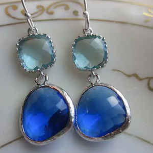 BLUE EARRINGS AQUAMARINE SILVER